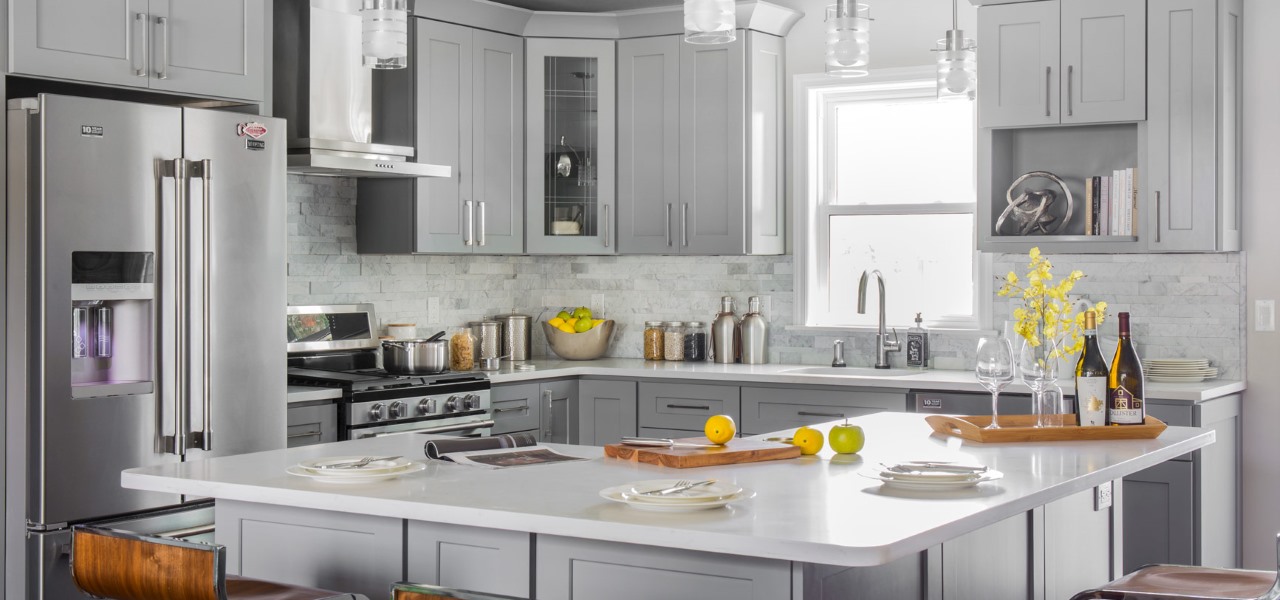 Grey Quartz kitchen counter top